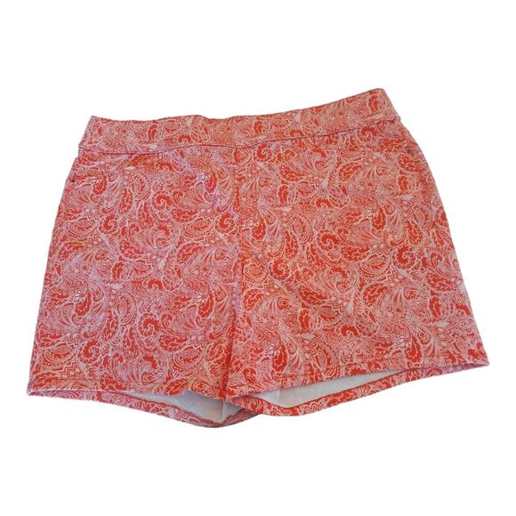Intro Love the Fit Power Stretch Woman Sheri Short PullOn Coral Paisley 18W NWOT - Picture 1 of 9